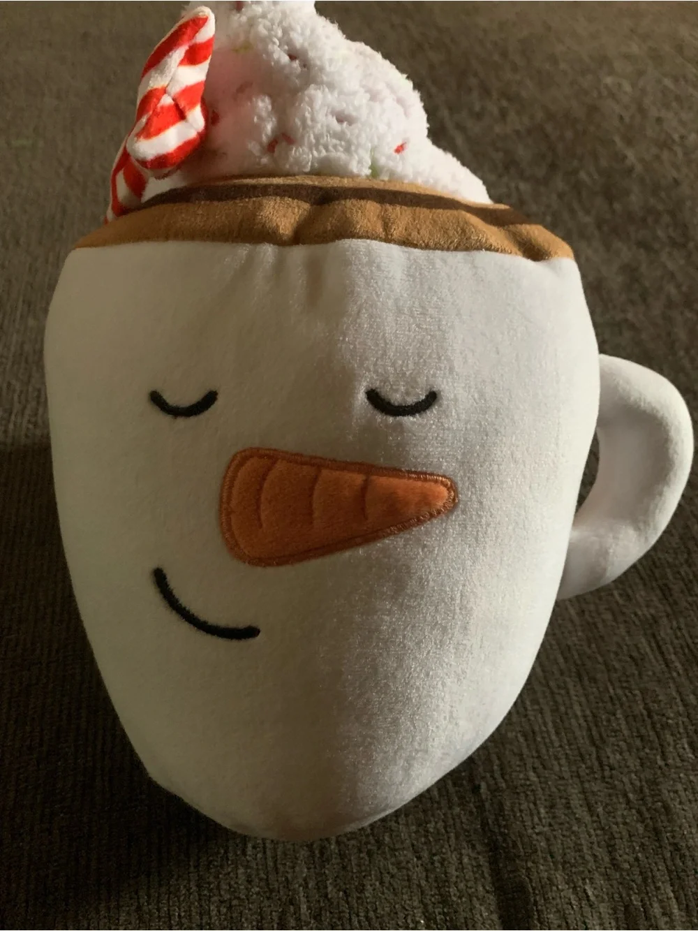 Pillowfort mini weighted hot cocoa snowman plush from Target.